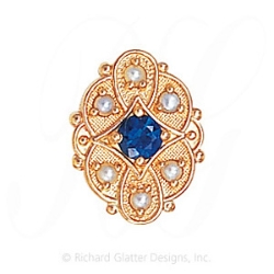 GS524 S/PL - 14 Karat Gold Slide with Sapphire center and Pearl accents 